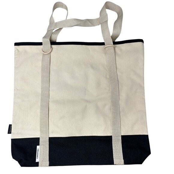 Dansko Gemline Convertible Tote Bag Backpack Beige Black Canvas Outer Pocket - Picture 3 of 12